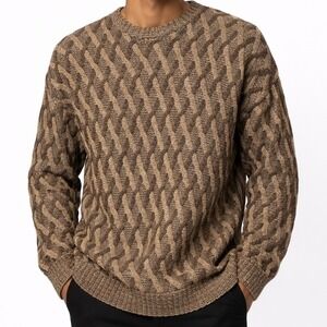 VTG Liberty Sweater Men 3D Cable Sweater XXL Brown USA Made Fisherman‎ Coastal